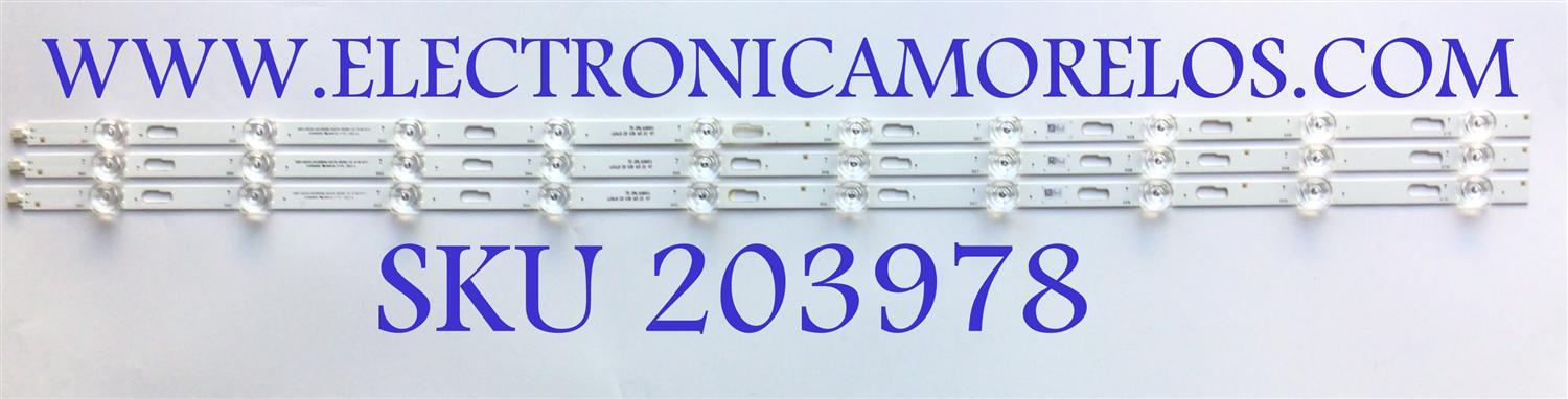 KIT DE LED'S PARA TV SAMSUNG ( 3 PZ ) / NUMERO DE PARTE HRS-H535-0430000-0310-3030-12.5-N-V11 / 75.2ML16G001 / L6+L8 C8 V30 W3 21 47 / 17616 / PANEL CY-BA043HGER1 / MODELO UE43AU7172U